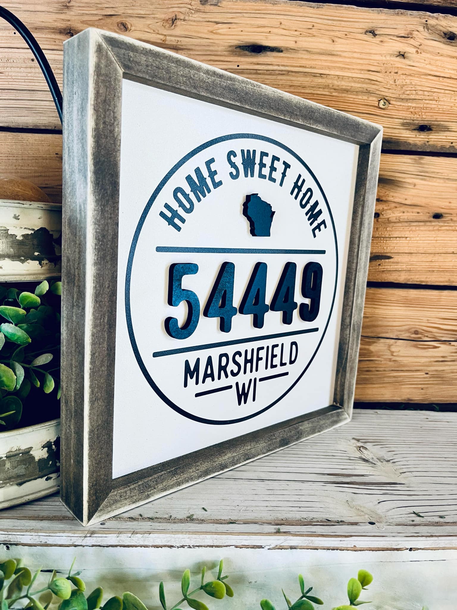 The Farmer's Wife - Wholesale Sign - Custom Home Zip Code Sign | Personalized City & Zip Code Decor | Raised Lettering & Printed Background2