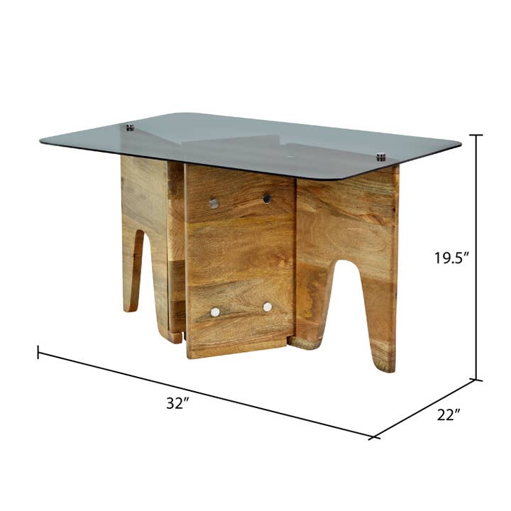 River of Goods - Wholesale Coffee Table - 32" Mildred Mid-Century Wood & Gray Glass Coffee Table2