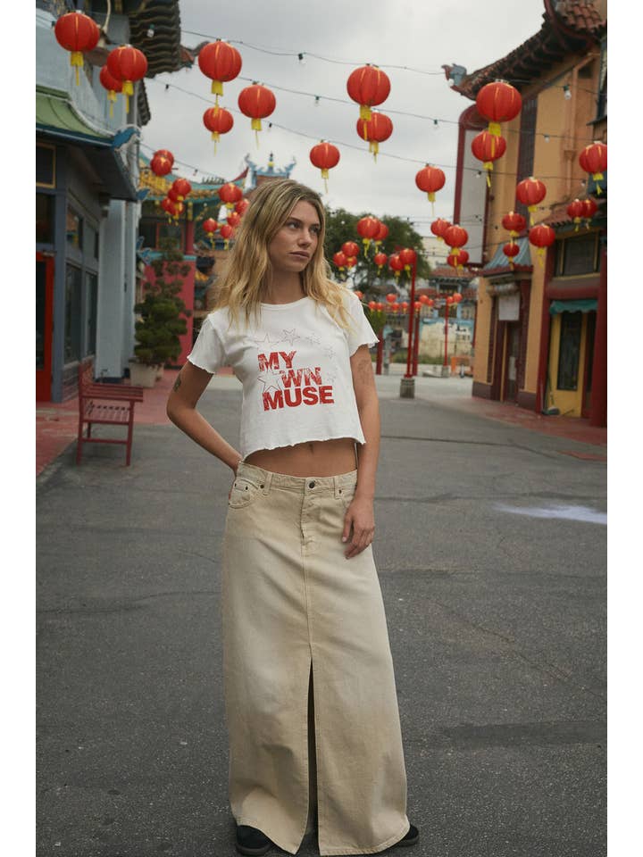 Ivory My Own Muse Vintage Wash Cropped Graphic Tee for wholesale on Faire2