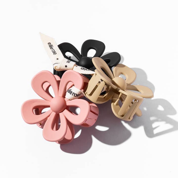 Ellie Rose - Wholesale Hair Clip - Women's - Flower Claw Clips, Set of 3
