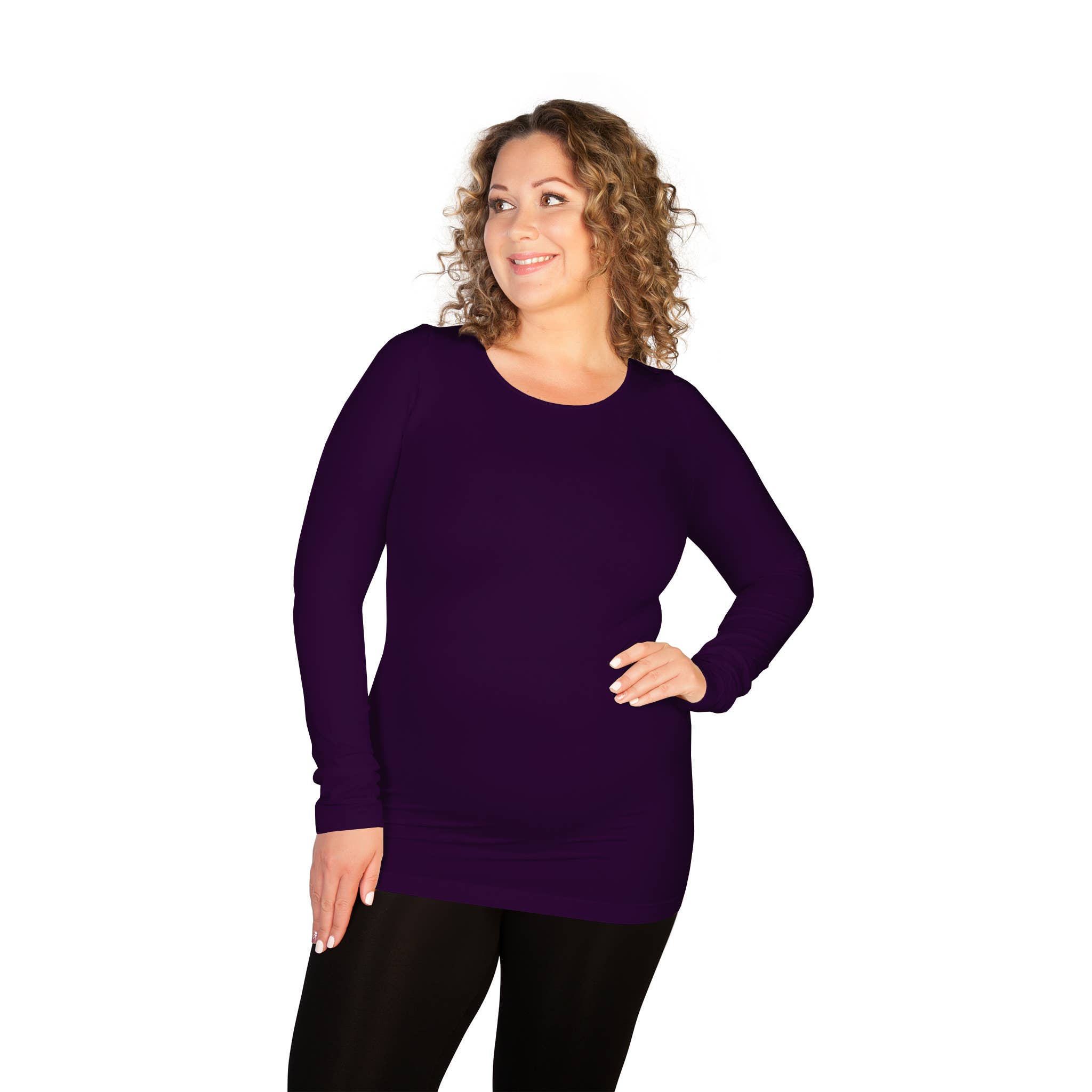 Skinnytees - Wholesale T-Shirt - Women's - Plus Long Sleeve Crew Neck4