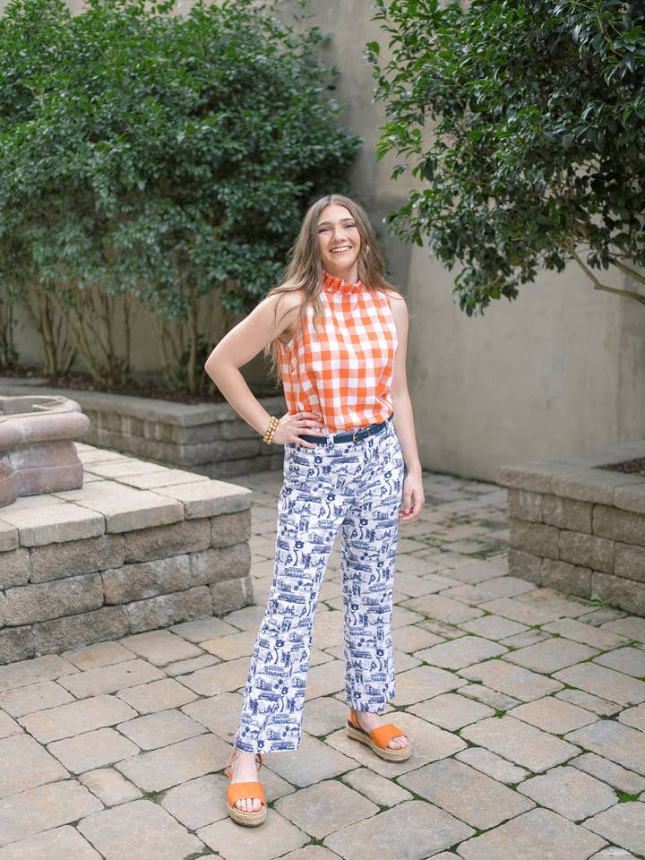 Pittypat's Clothing Co. - Wholesale Pants - Women's - Rutledge Kick-Flare Pant Auburn Navy & White