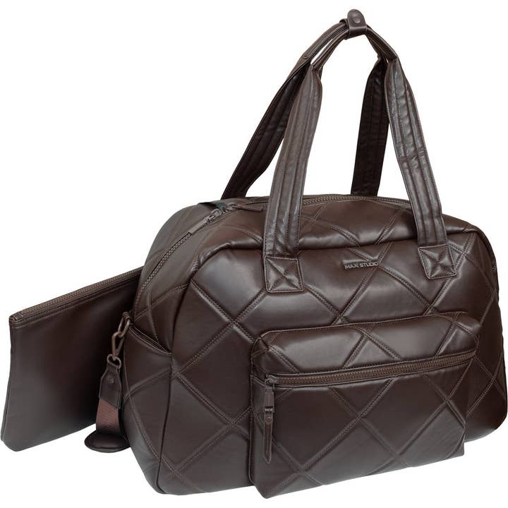 Magid - Wholesale Weekender Bag - Women's - Max Studio 21 Inch Large Lamby Diamond Quilted Front Pocket Duffle Bag