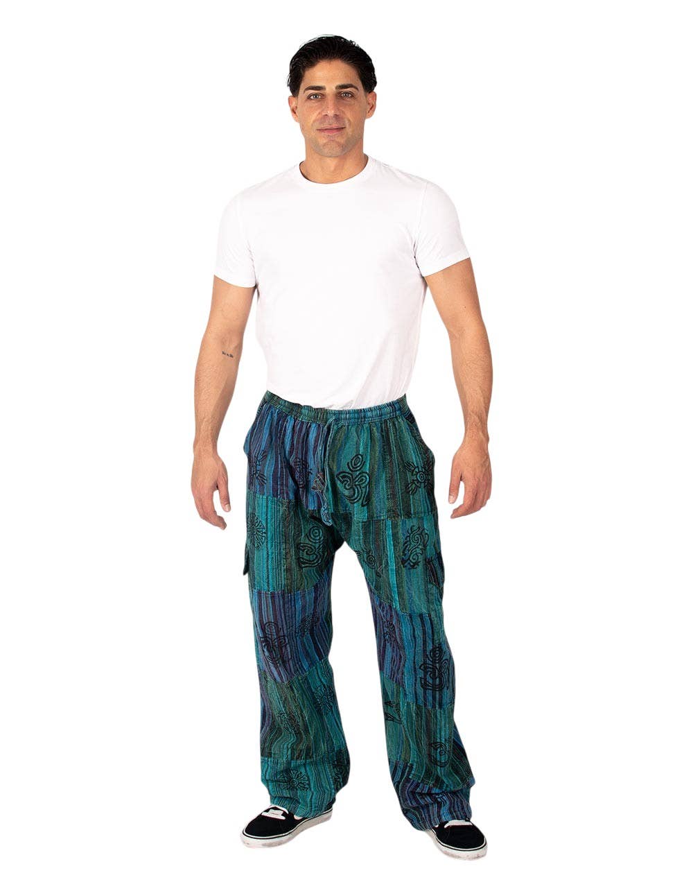 Kimago Look - Wholesale Pants - Men's - Kimago green or light blue patchwork handmade pants3