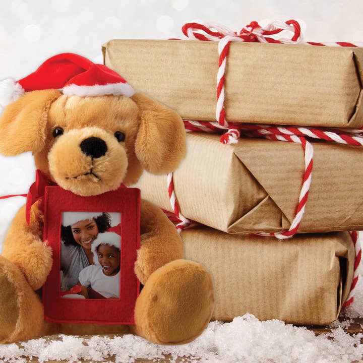 Neil Enterprises - Wholesale Stuffed/Plush Toy - Kids & Baby - Santa Dog Stuffed Plush with Picture Frame