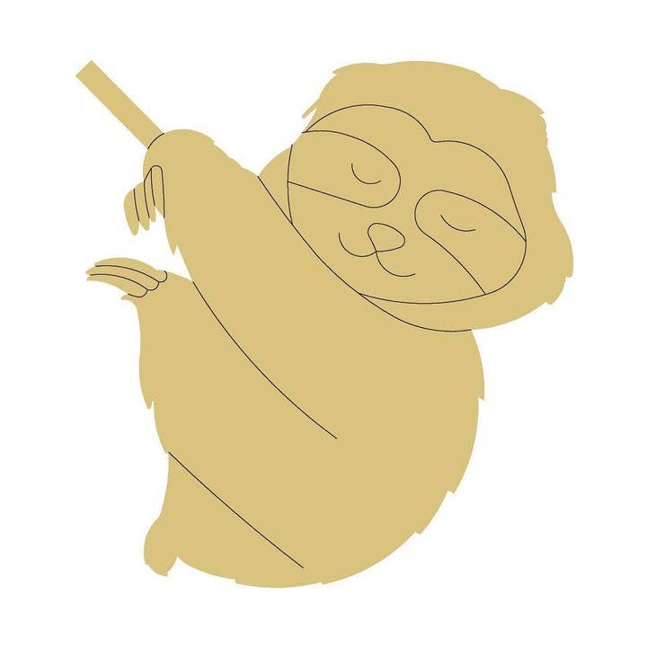 Sloth Design By Lines Unfinished Wood Cutout Style 1 for wholesale by Diverse Woodworking