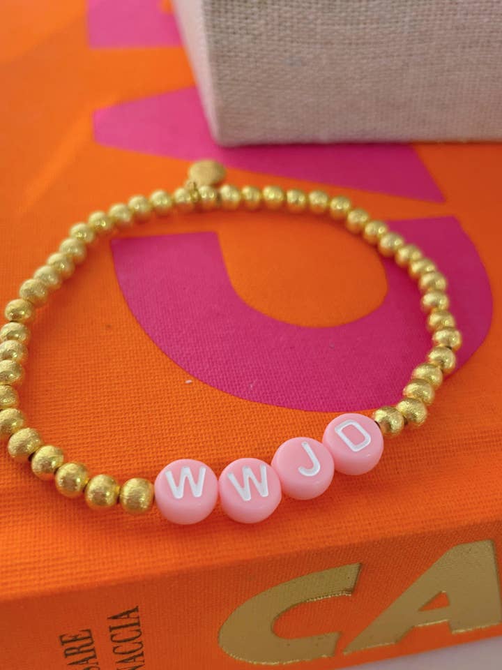 Pink WWJD Bracelet for wholesale by Cola Stacks