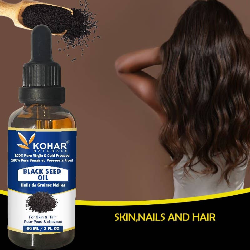 KOHAR NATURALS - Vente Huile pour le bain/corps - Huile de graines noires 100 % pure pressée à froid biologique USDA. 60 ml4
