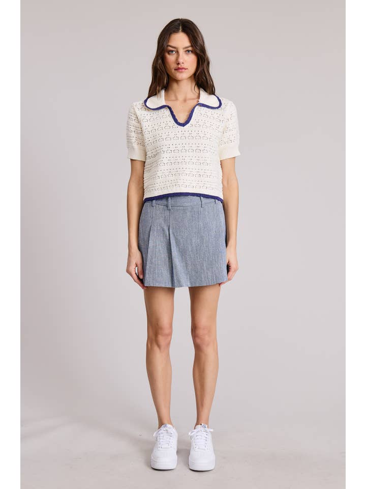 FLAT WHITE - Wholesale Knit Sweater - Women's - Young Polo Sweater Top