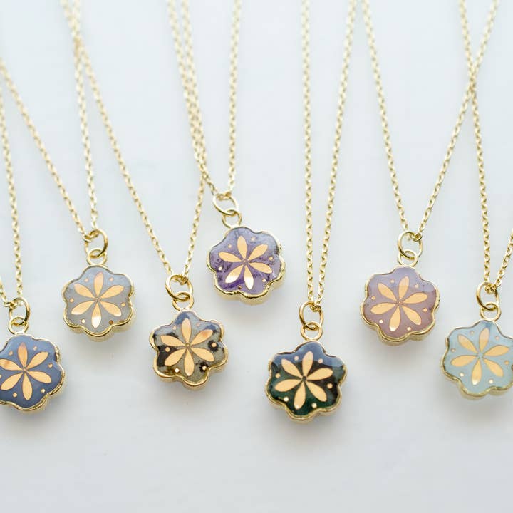 Jill Makes - Wholesale Pendant/Charm Necklace - Camille - Gemstone Flower Pendant Necklace