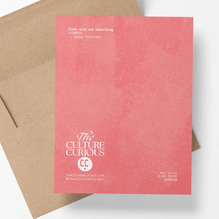 The Culture Curious - Vendita all'ingrosso Biglietti di auguri - Biglietto di auguri di compleanno Alles Gute Zum Geburtstag tedesco