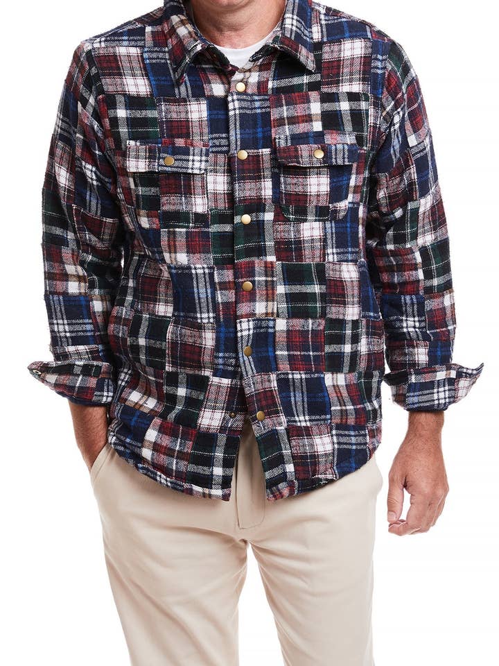 Shacket Colorado Flannel Patch Madras for wholesale by Castaway Clothing Nantucket Island