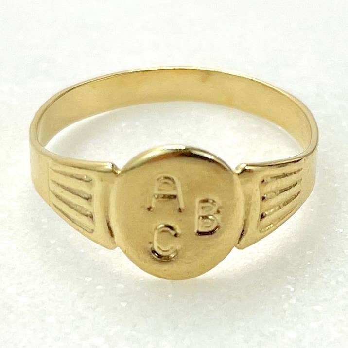 18k guld fyldt „ABC“ Beskrivelse Bogstaver Word Ring for Kids for engroshandel hos DIJU Jewelry