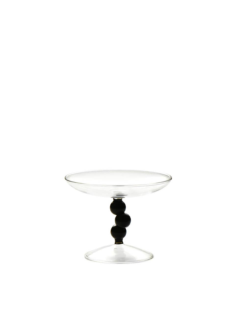 TUTU Home - Wholesale Decorative Tray - "Bulle" Dessert Stand – Black Stem, Borosilicate Glass