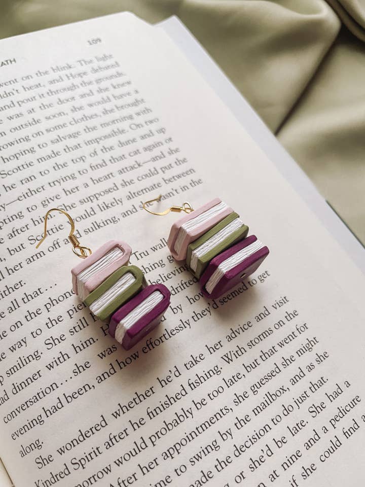 Stacked Book Earrings for wholesale by Placed by Grace