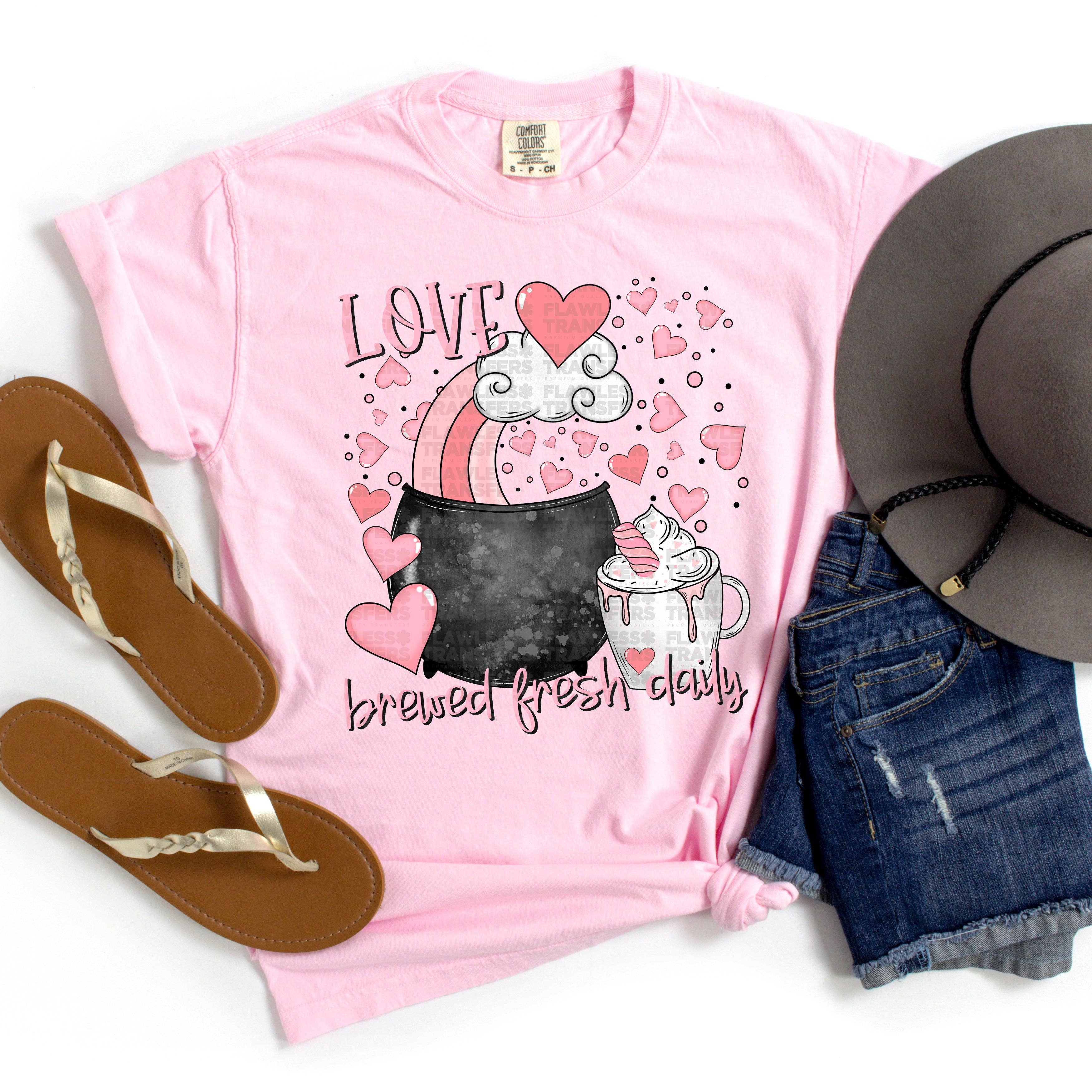 Flawless Transfers - Wholesale Sublimation Transfer - Love Brewed Daily DTF Transfer0