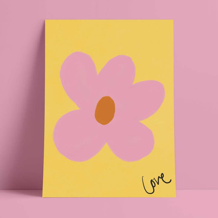 Impression de fleurs d'amour - Impression artistique jaune, rose, marron pour la vente par Orla and the Gang