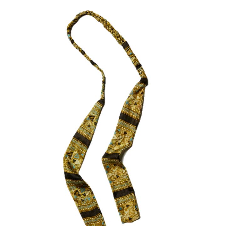 Sewing New Futures, Inc - Wholesale Fashion Headband - Women's - Green Sari Braided-Tie Headband0