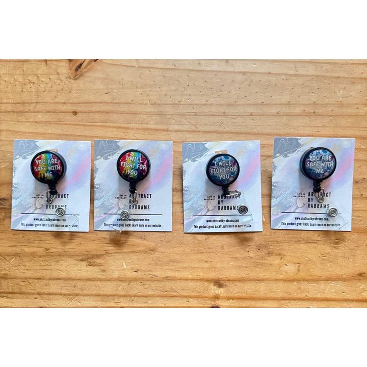 AbstractbyRabrams - Wholesale Badge Accessory - Unisex - You are Safe With Me Badge Reel - Trans Pride Badge Reel