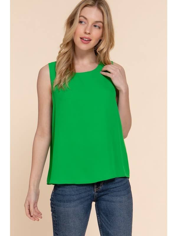 Active Basic | Active USA - Wholesale Blouse - Women's - Sleeveless Round Neck Woven Top4