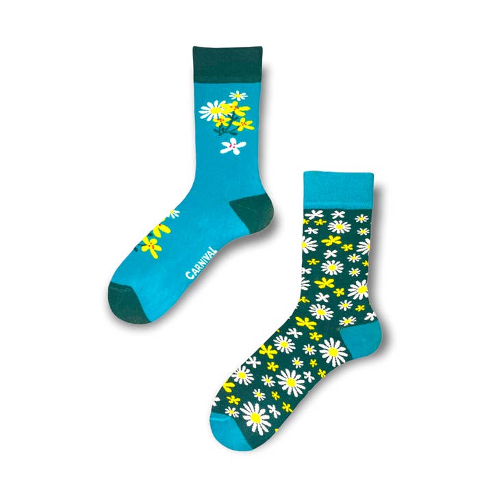 Novelty Socks for Men and Women | Patterned Socks Unisex | Funky Socks | Fun Colourful Silly Cotton Socks | Best Funny Crazy Happy Gifts for Men and Women | Carnival Daisy | Odd Mismatching for wholesale by Carnival Socks