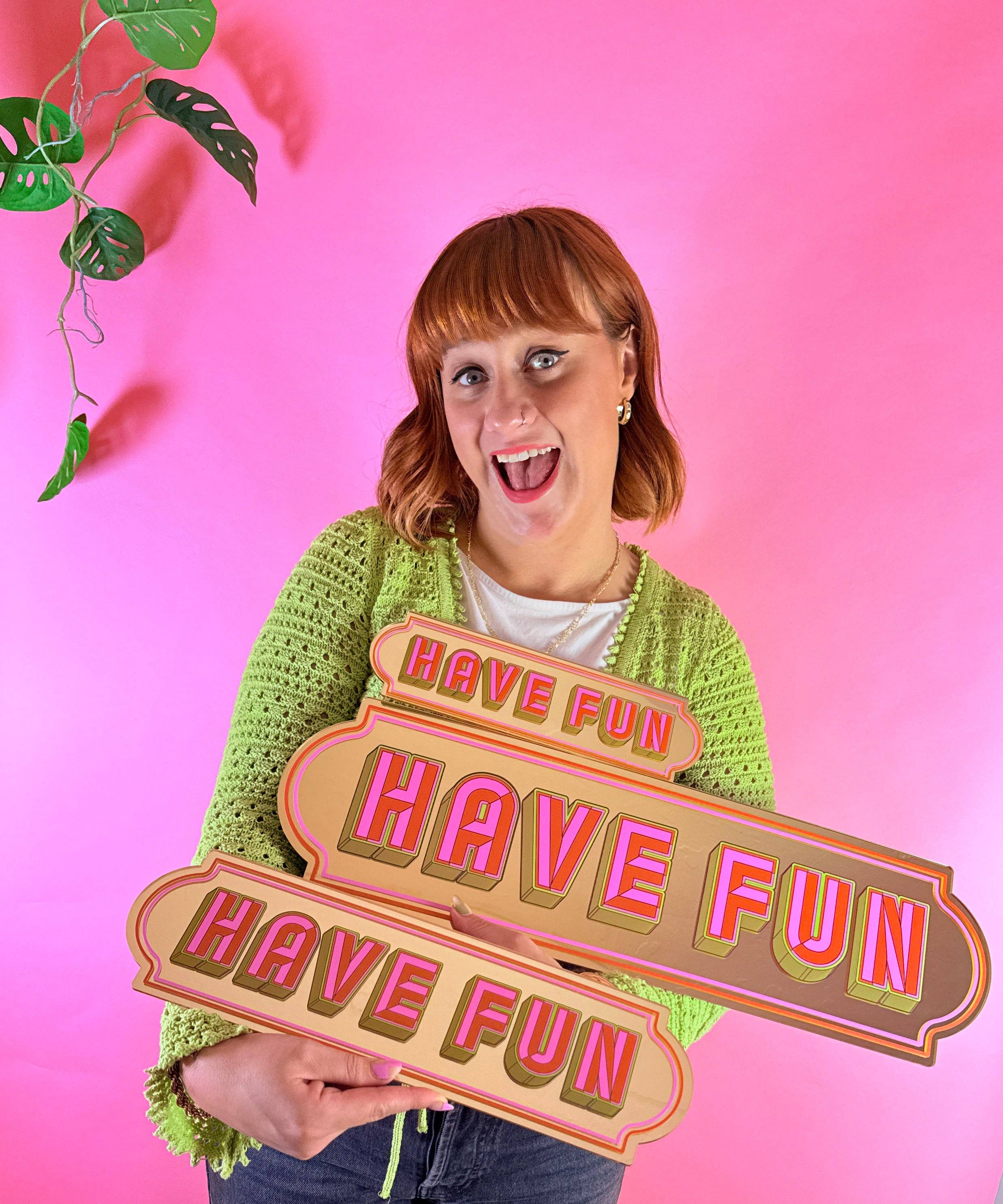 Printed Weird - Vendita all'ingrosso Cartelli - Insegna Rettangolare Mattutina - Rosa Giocoso3