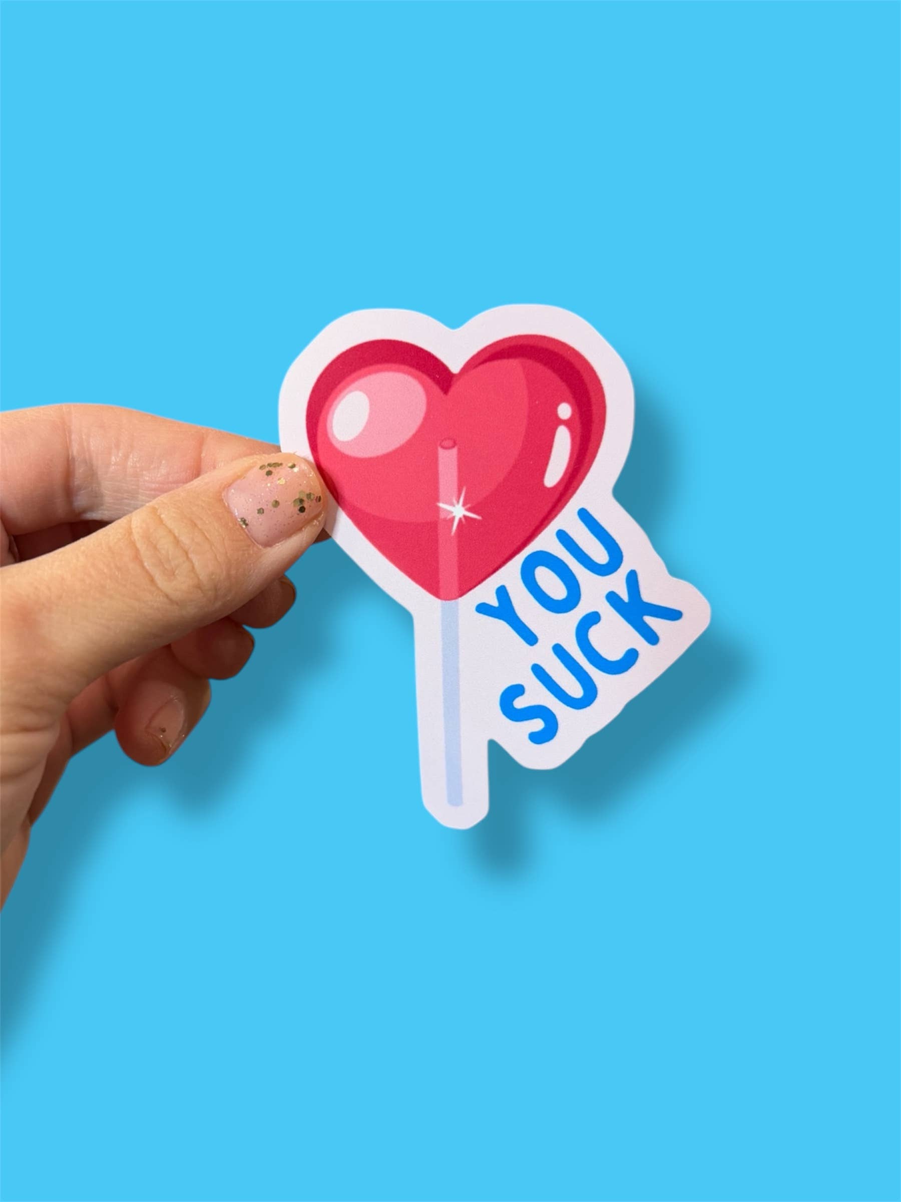 Tiny Baker Creations - Wholesale Sticker - You Suck Heart Lollipop Vinyl Sticker | Funny7