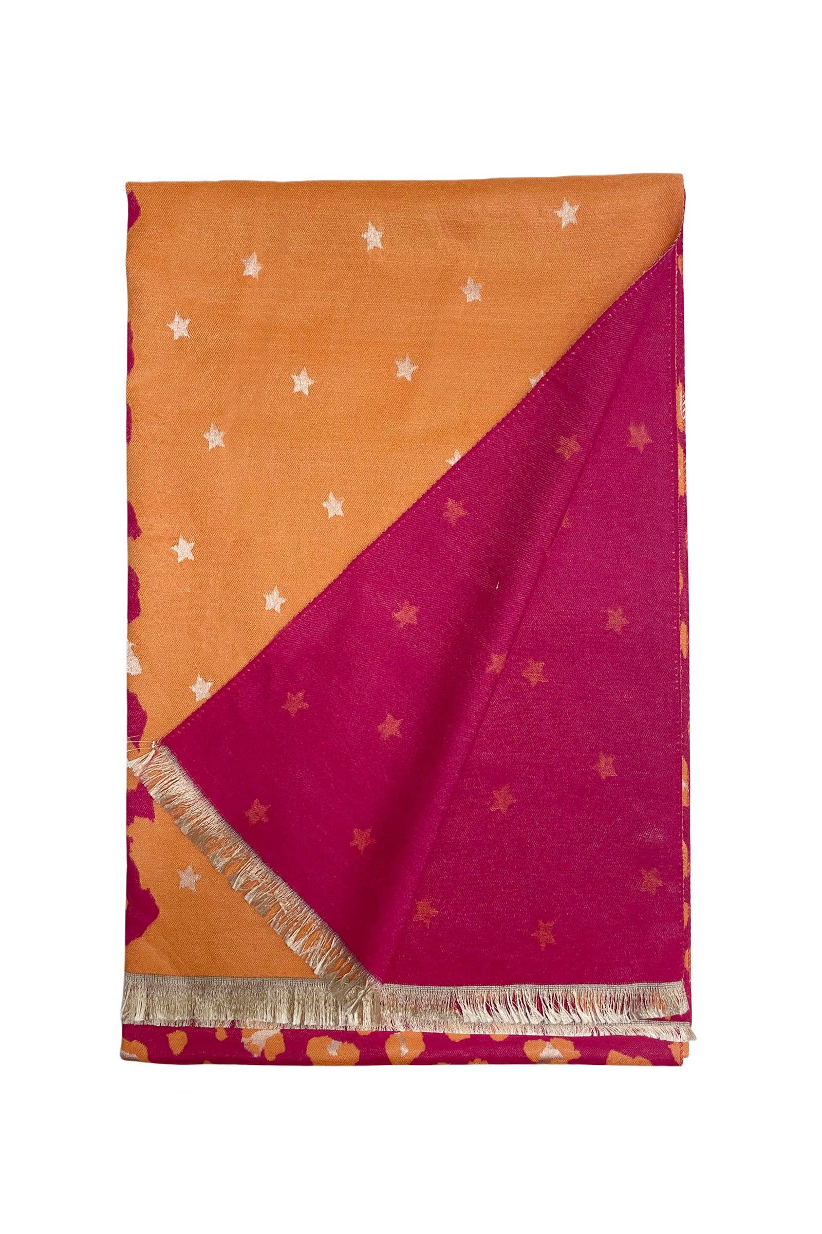 Fashion Scarf World – wholesale Halsduk - Dam – Stjärn- och leopardmönstrad vändbar scarf med fransar18