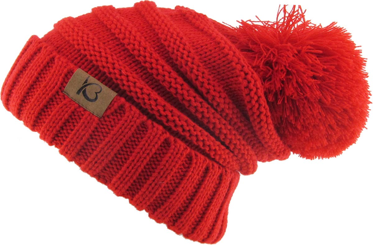 KBETHOS – Großhandel Beanie – Damen – Chunk Pom Pom Grobstrick-Mütze mit Zopfmuster und Rippenstrick21