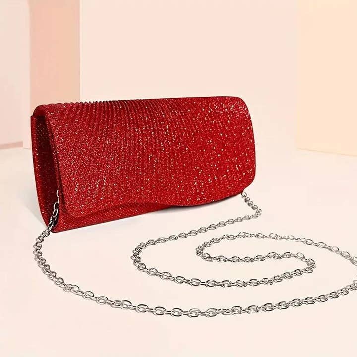 Clutch Red Ruched Evening Bag for Women for wholesale on Faire
