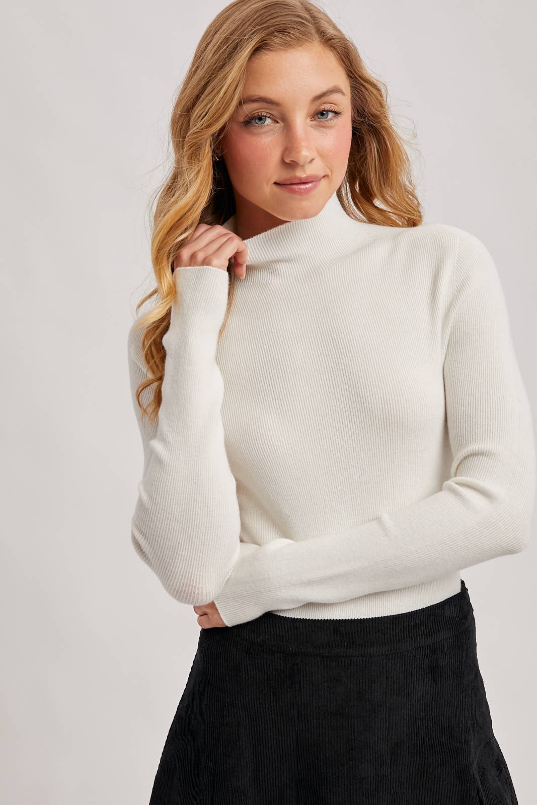 Bluivy - Wholesale Knit Sweater - Women's - WHOLEGARMENT MOCK NECK RIBBED KNIT SWEATER25