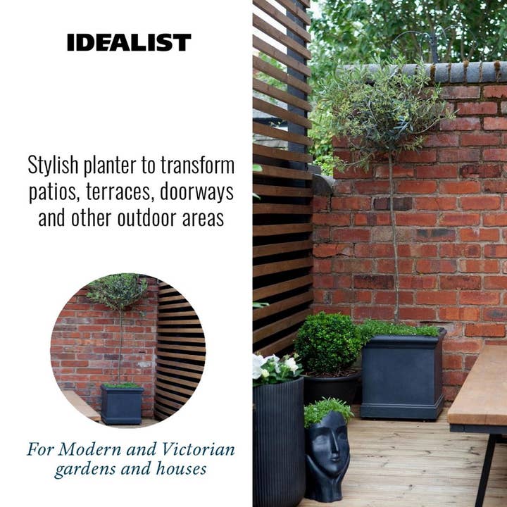 Idealist Lite Fibrestone Planters – wholesale Planter box – IDEALIST Victorian Box Square Light Stone Outdoor Planter
