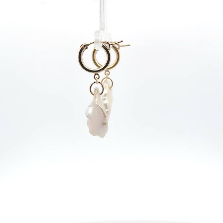 Human Design Studios - Wholesale Dangle Earrings - Coined Baroque Pearl Drop Hoops 1