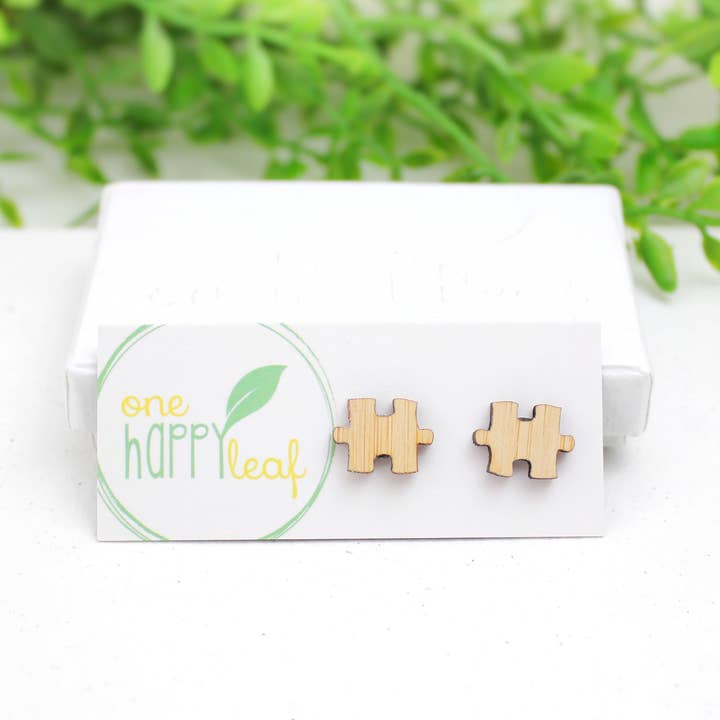 Puzzle Piece Stud Earrings for wholesale by One Happy Leaf