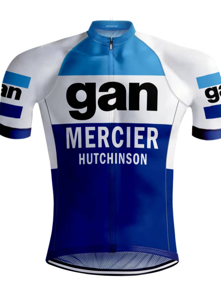 Chemise cycliste rétro Van Mercier Bleu - REDTED pour la vente par REDTED