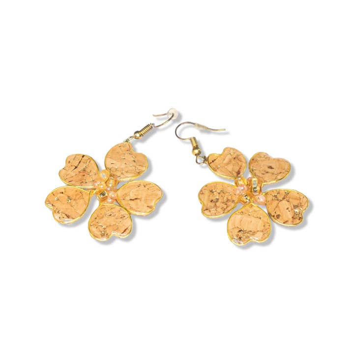 Perennial Peaces - Wholesale Dangle Earrings - Cork Textile Fish Hook Earrings1