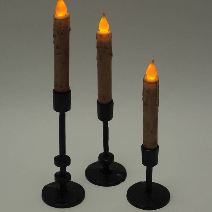 Zeckos - Wholesale Candle Holder - Set of 3 Black Cast Iron Metal Taper Candle Holders