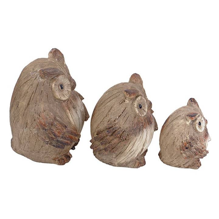 Will's Company - Wholesale Decorative Figurine - Resin Wood-look Owl Family - Set of 31