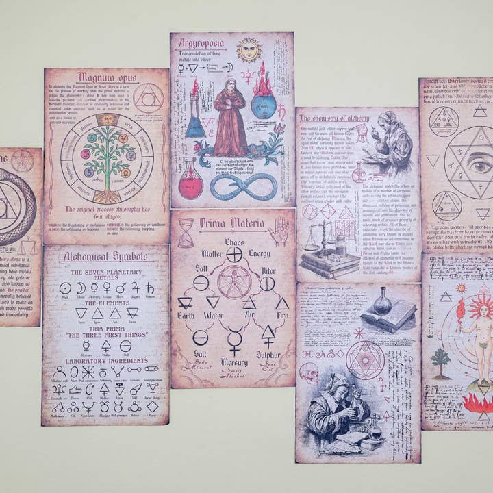 Ensemble de papiers de manuscrits alchimiques pour la vente par CoraCreaCrafts