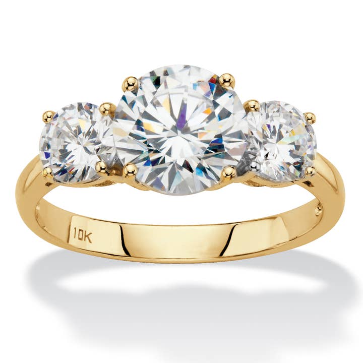 Cubic Zirconia 3-stens forlovelsesring 3 TCW 10k guld for engroshandel hos PalmBeach Jewelry
