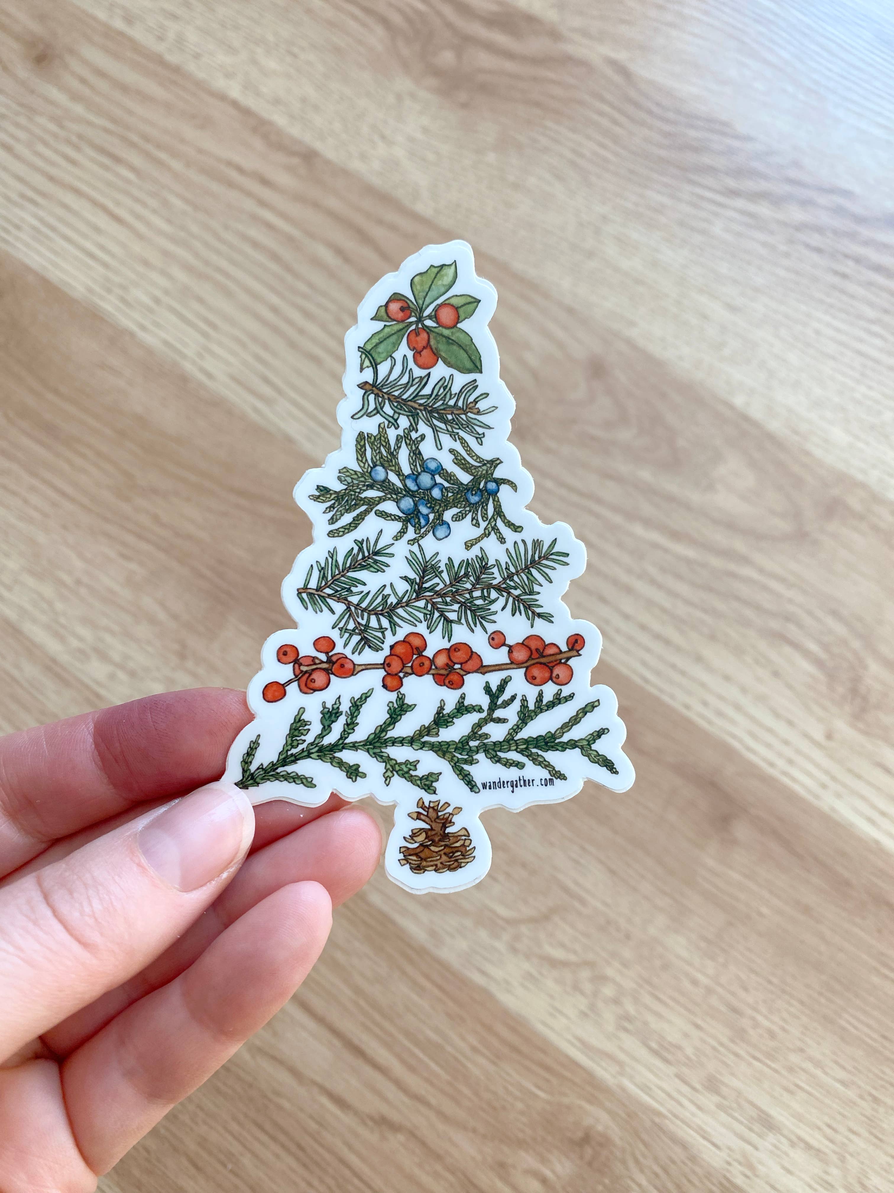 Wander & Gather – wholesale Sticker – Native Evergreen Christmas Tree Waterproof Sticker 1