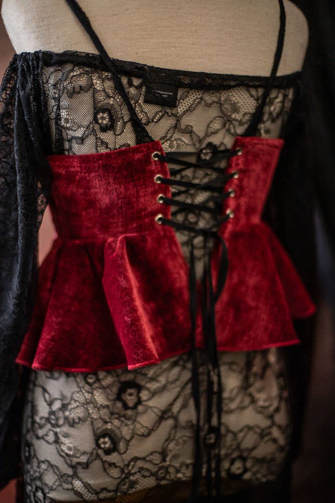 Costurero Real - Wholesale Costume - Women's - Red Velvet Corset bodice, Tapestry Victorian Gothic vampire2