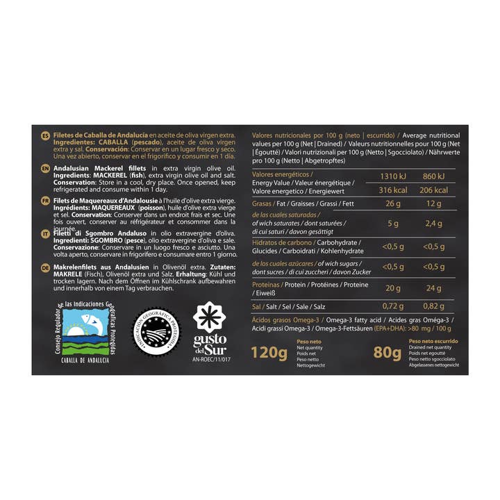 Unión Salazonera Isleña - Vendita all'ingrosso Pesce in scatola - USISA - FILETTI DI SGOMBRO DELL'ANDALUSIA OLIO D'OLIVA VERGINE3