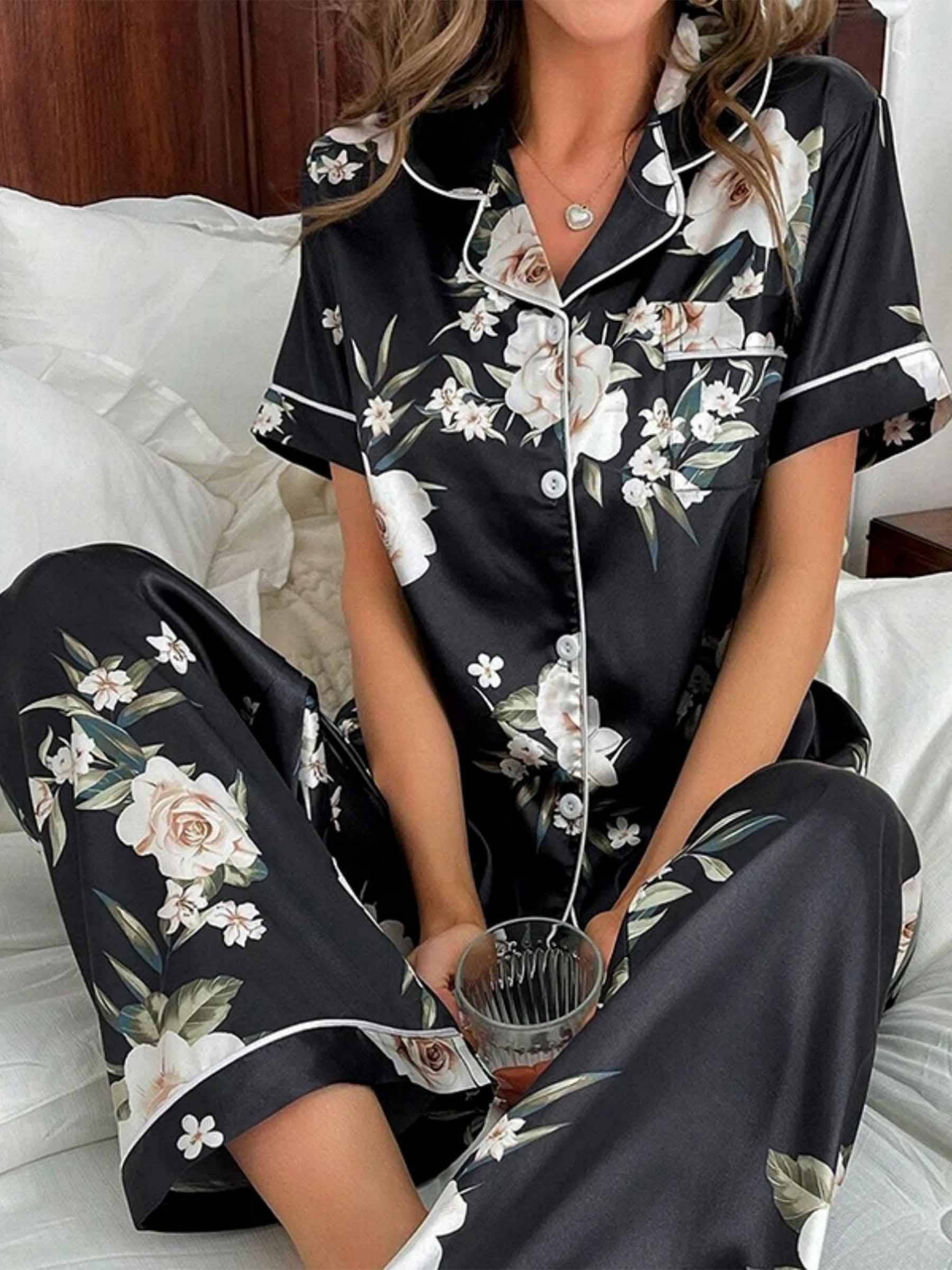 Wholesalesir - Wholesale Sleepwear Set - Women's - Casual Printed Short Sleeved Pants Set0