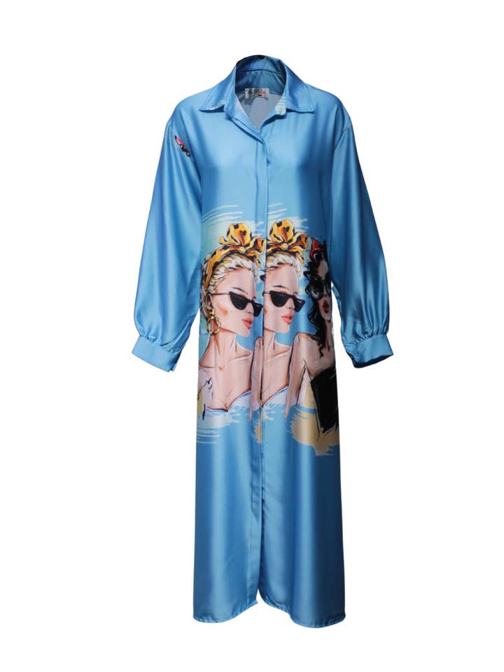 BanBat – wholesale Klänning - Dam – Satintryckt skjortklänning - REF: 3073616