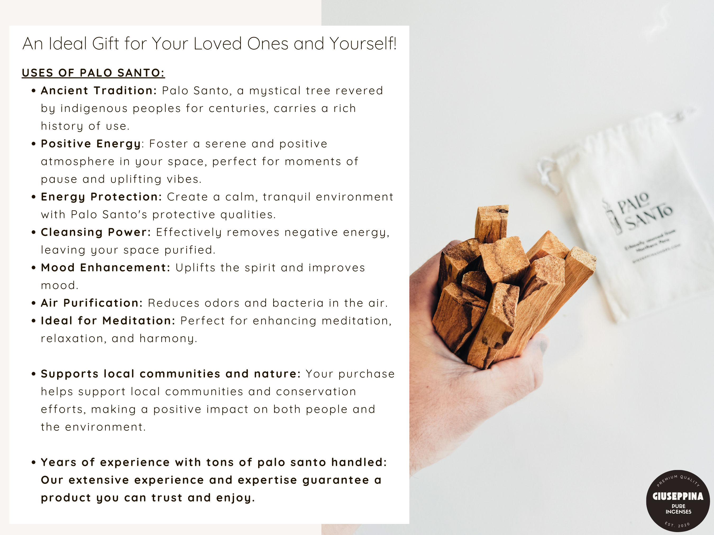 Giuseppina Shop - Wholesale Sage Bundle - Palo Santo Sticks - Our Signature Bundle Palo Santo Sticks 5