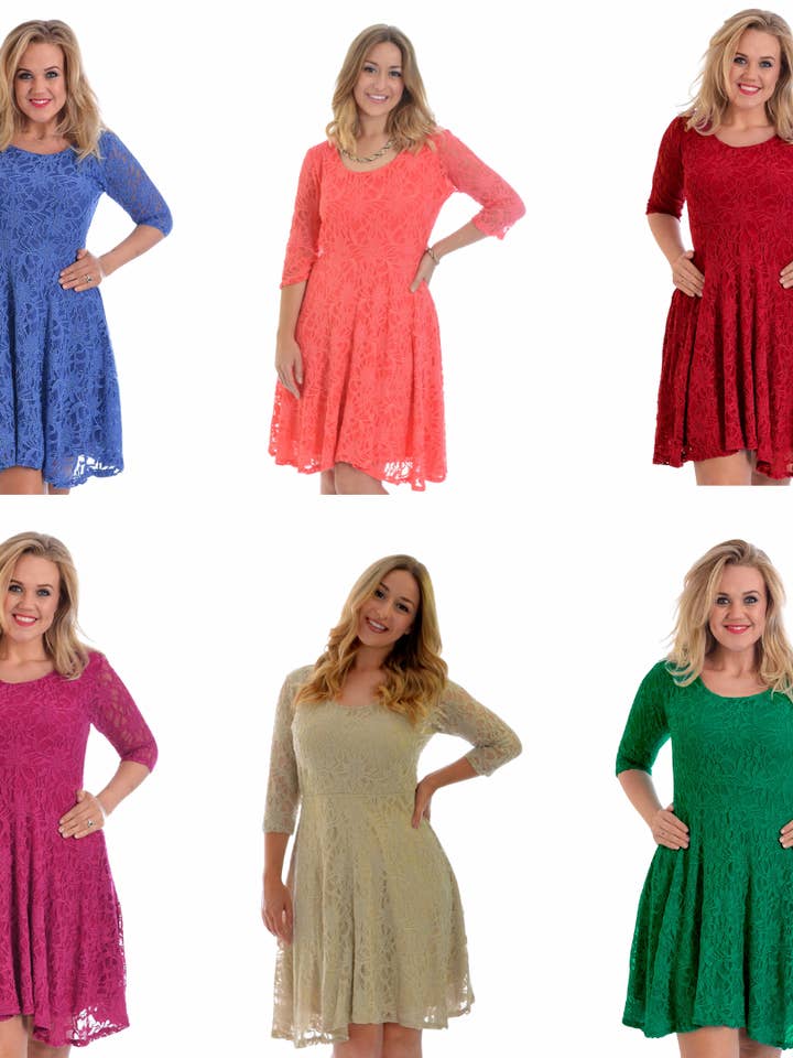 2047 Spetskantad Skaterklänning Feminint Flöde & Flair för wholesale av NOUVELLE