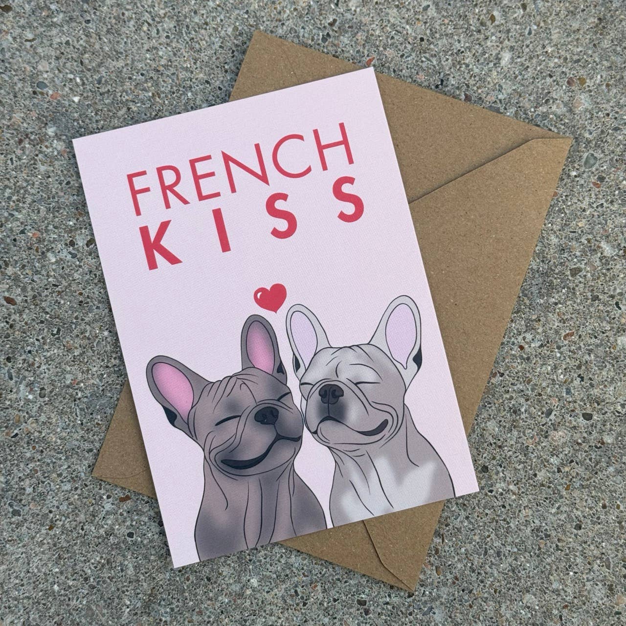 LOLLYPOPARTSTUDIO - Wholesale Everyday Greeting Card - Carte Bouledogue Français « French Kiss »4