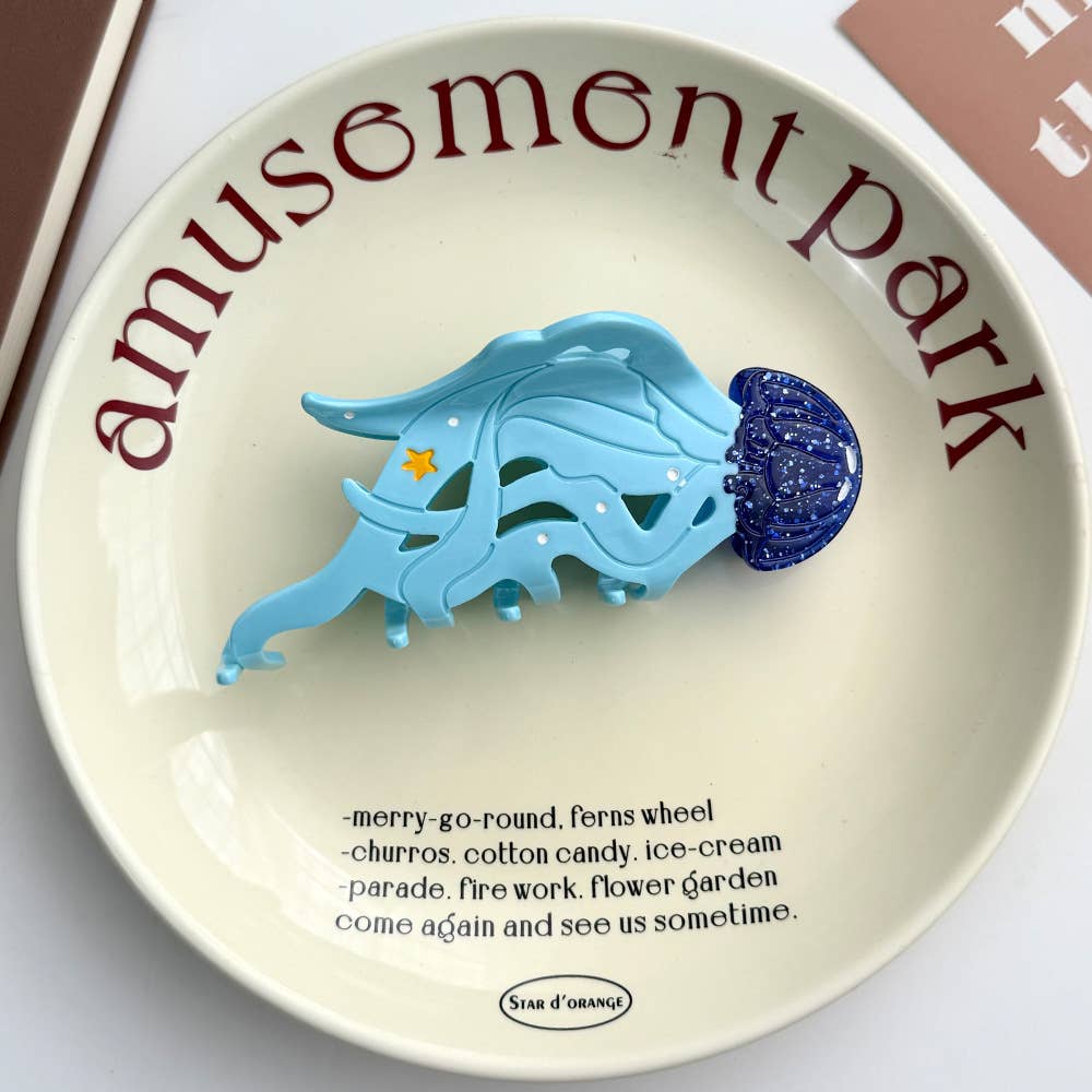 SoapElenGlen - Wholesale Hair Clip - Women's - Seahorse & Conch Hair Clip, Ocean Inspired Acetate Hair Claw4