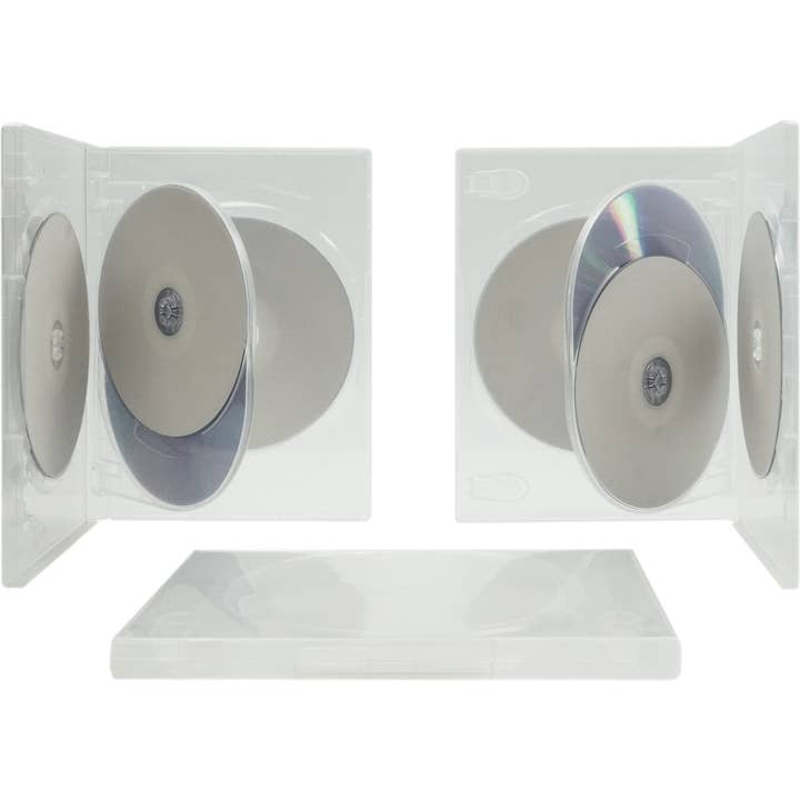 Square Deal Recordings & Supplies - Vente Boîte/rangement à bijoux - Boîtiers - Capuchon DVD pour 4 disques - Transparent et fin avec plateau à charnière - 14 mm5